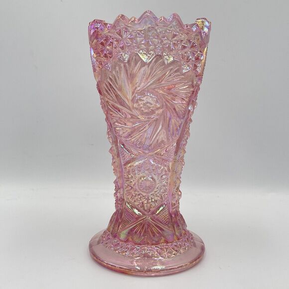 L.E. Smith Other - Vintage L. E. Smith Comet Swirl Whimsy Pink Glass Flower Vase Fairy Cottage Glam